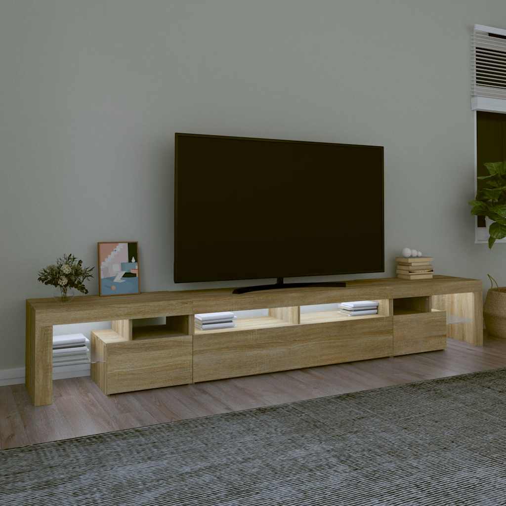 Vidaxl Szafka Pod Tv Z Oświetleniem Led, Dąb Sonoma, 260X36,5X40 Cm