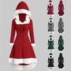 Womens Winter Fashion Long Sleeve Patchwork Hooded Vintage Dress Party Dress