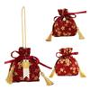 Pearl Pendant Canvas Flower Drawstring Bag Stripe Bowknot Floral Tassel Handbag  Female/Girls