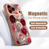 Магнитный Чехол Для Magsafe Для iPhone 17 Pro Max Масляная Живопись Узор С Розами Покрытие С Ощущением Кожи Для iPhone 16 15 14 13 Pro Max