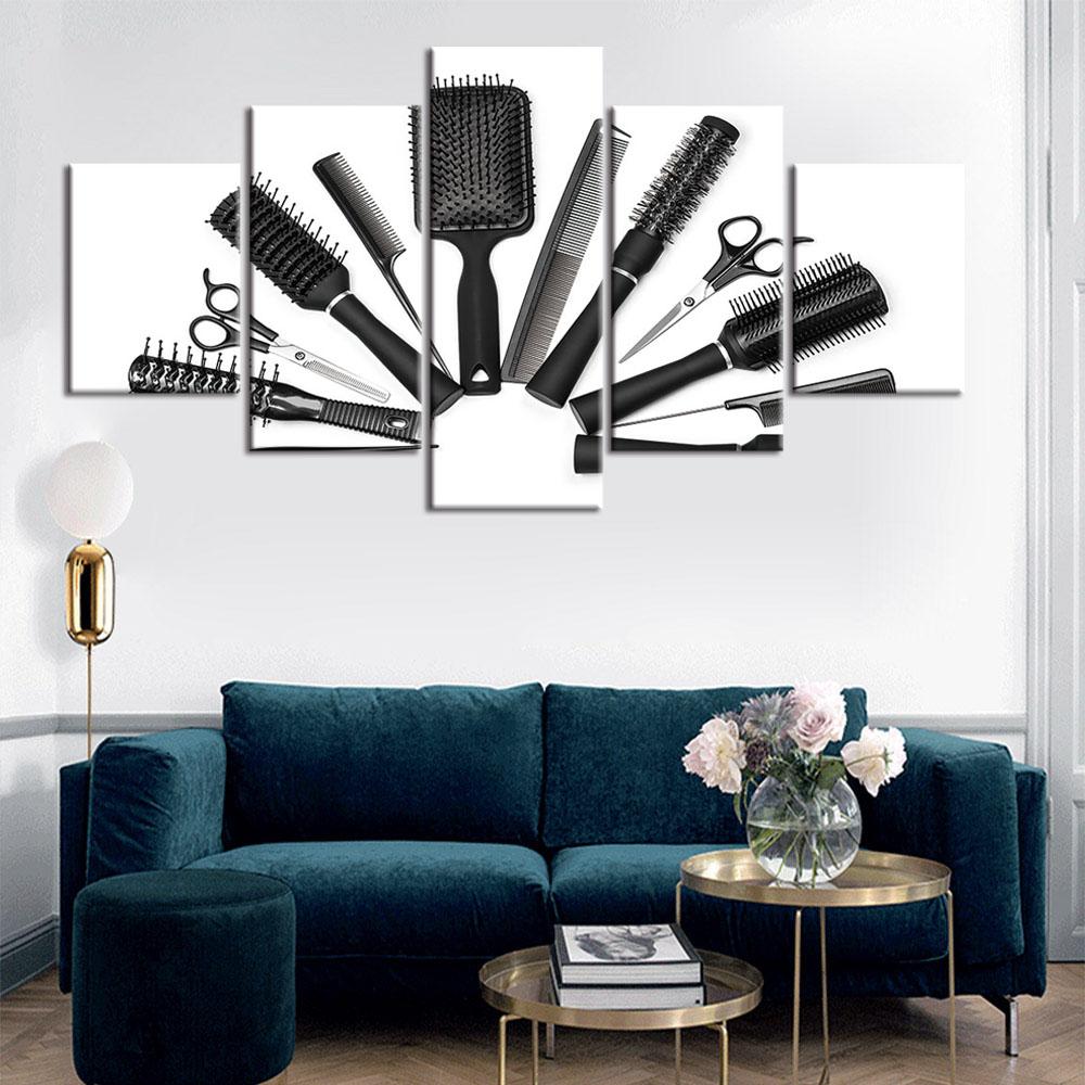 Без рамки 5 шт., модная парикмахерская, стрижка, HD настенное искусство, холст, постеры, картины, домашний декор для гостиной