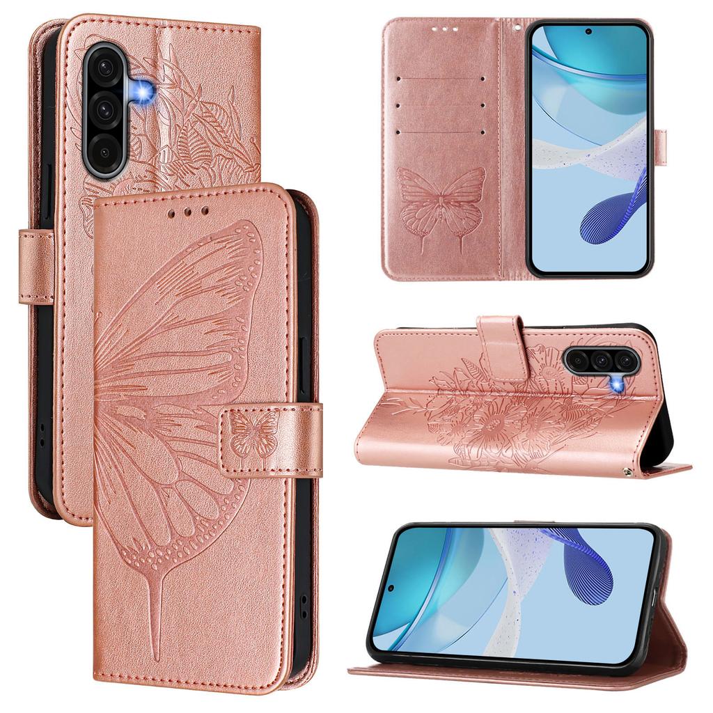 For Samsung Galaxy A36 5G Wallet Case with Wrist Strap Butterfly Imprint Leather Phone Cover