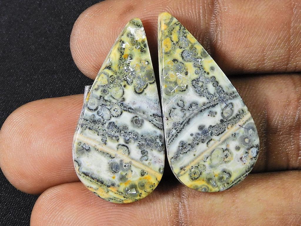 30 карат. Натуральный леопардовый яшма, парный, ручной работы, драгоценный камень 32X16X03 мм SK-814