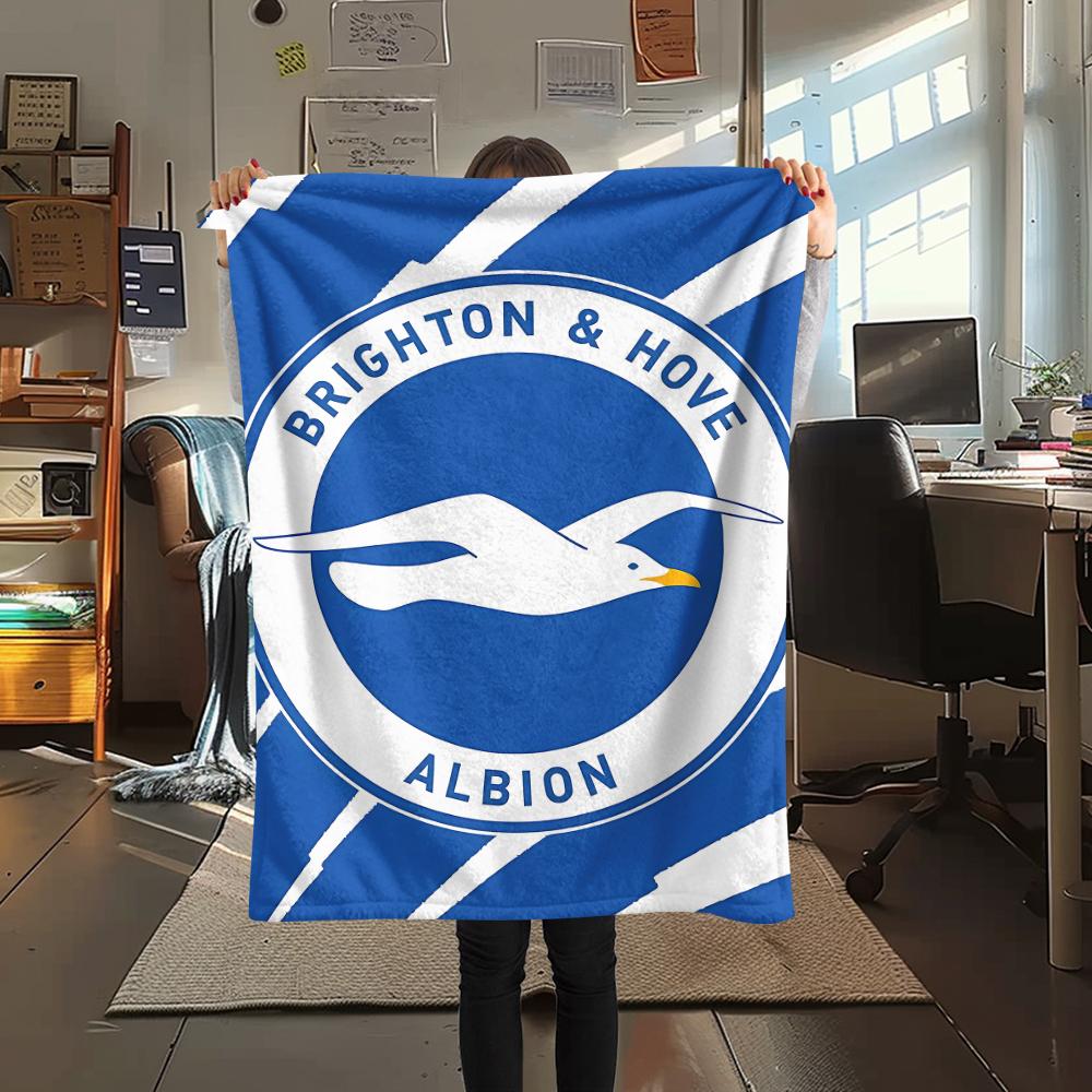 1 шт. Фланелевое одеяло с принтом Brighton, Высокое качество, Для всех сезонов, Декор для дома, Тепло и Уют, Идеально для Рождественских подарков