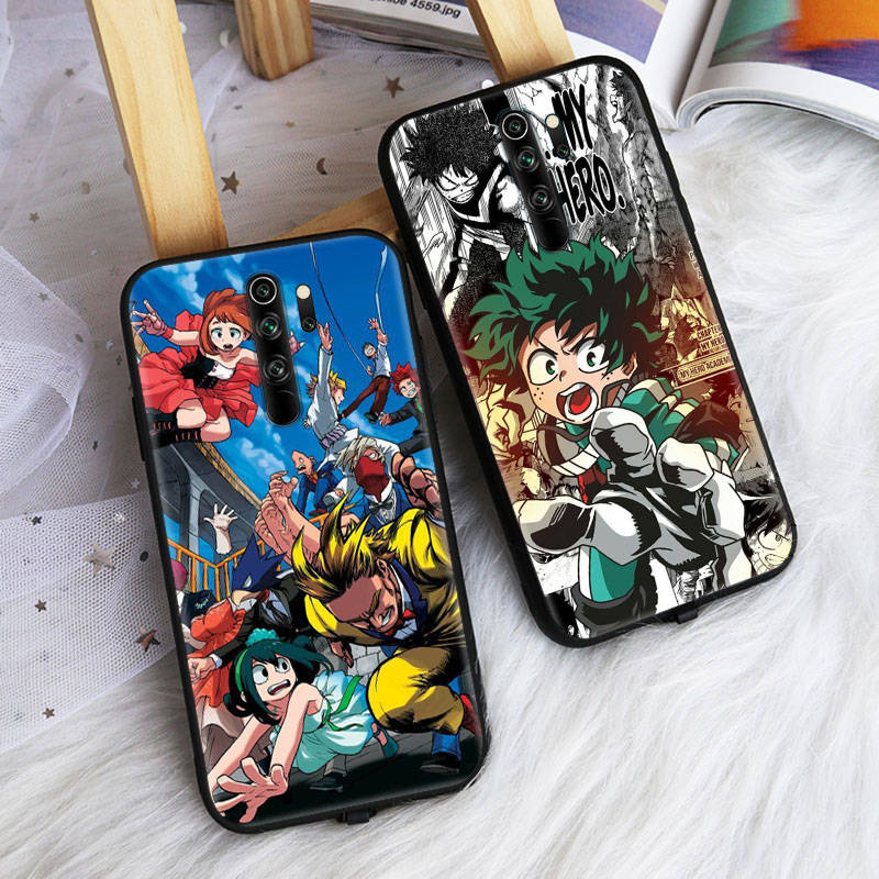 Черный чехол для Xiaomi Poco X6 X4 M5 M6 F5 F6 C65 C55 C50 C51 C40 Pro Redmi 14C A3X 13C 12C 11T 10A 9C Note 7 6 8A Plus W-49 My Hero Academia