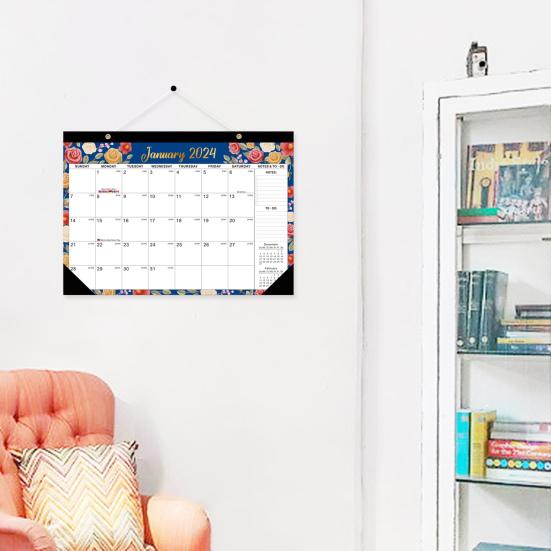 Wall Calendar with Lanyard Wear Resistant Thick Paper To-do List 2024 Hanging Monthly Calendar New Year Gift