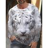 Design Trendy Men's Animal 3D Digital Printed Men's Round Neck Long Sleeved T-shirt Casual American T-shirt