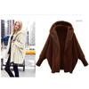 Women's Top Autumn and Winter Solid Color Long-sleeved Hooded Loose Plush Velvet Coat Women's Top Trend
