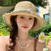Шляпа рыбака с цветочным узором ручной работы для женщин для летнего отдыха на море с большими полями, складная соломенная шляпа от солнца