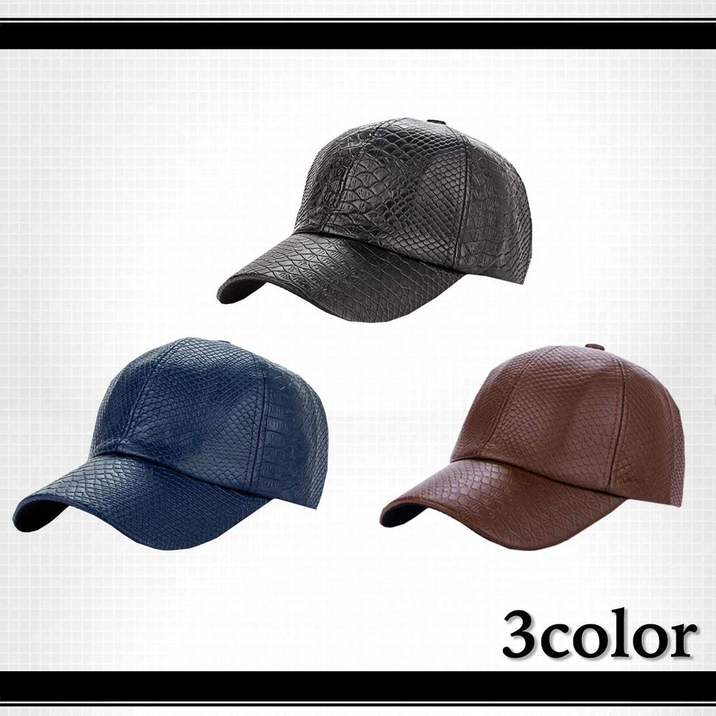 WHITE FANG Шляпа Кепка Кожа Крокодиловая кожа Стильная Крутая Повседневная CA296 Мужская (01 черный)