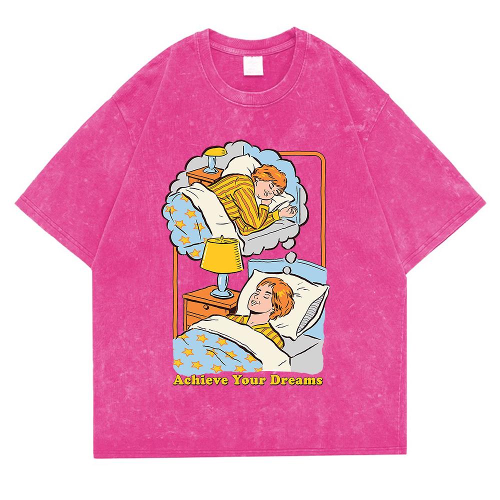 Достигни своей мечты, стираная ретро-футболка для мужчин, модная хлопковая футболка, одежда, высококачественная дышащая футболка, топы
