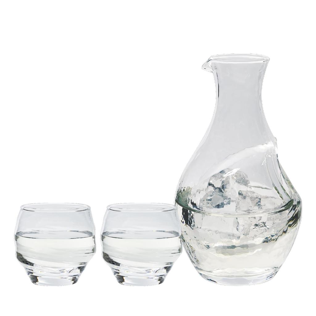 Toyo Sasaki Glass Cold Sake Sake Glass Sake Made In Dishwasher 3 Piece Day 300ml X 100ml X 2 Set, Collection, Glasses, Boxed, Japan, Safe, Clear, Set,