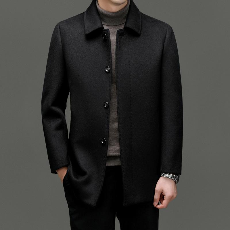 Wool Coat Autumn and Winter Daddy Suit New Style Middle-aged and Elderly Men's Mid-length Wool Coat Business Casual Lapel