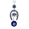 Evil Eye Hanging for Home Entrance, Car Mirror, House Door Decoration, Horseshoe with Elephant Figurine Nazar Battu for Home Protection