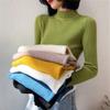 Autumn Long Sleeve Pullovers Women Half High Collar Knitted Sweaters Women Casual Knitwears Tops Solid Color Slim Fit Winter Clothes 27972