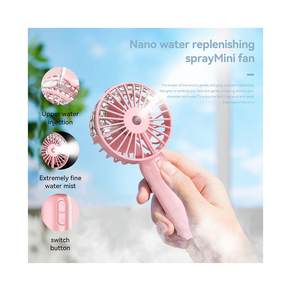(Pink) Mini18 Three Speeds Silent Summer Cooling Fan Nano Spray Mini Handheld Fan