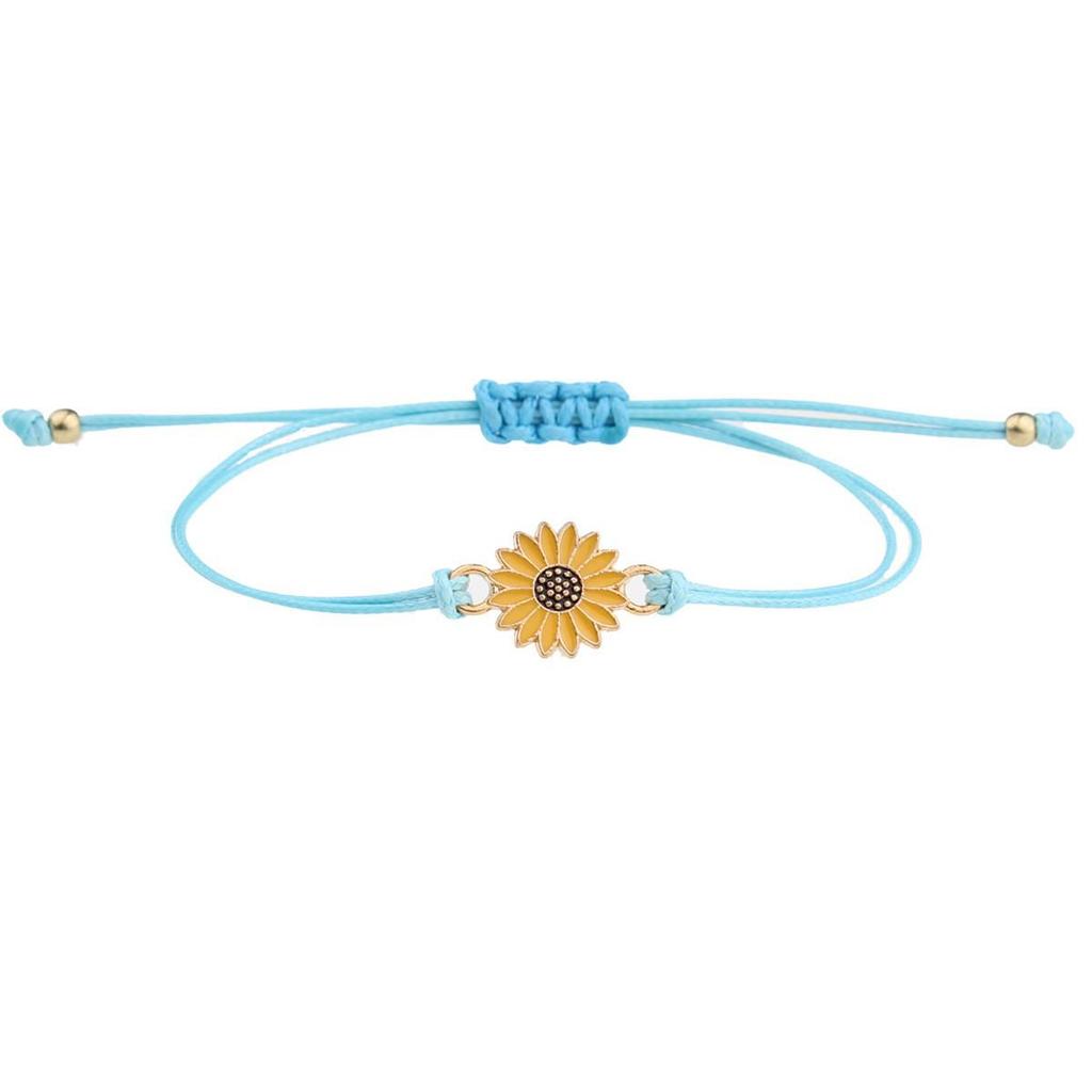 Alloy Sunflower Daisy Wax Rope Friendship Bracelet
