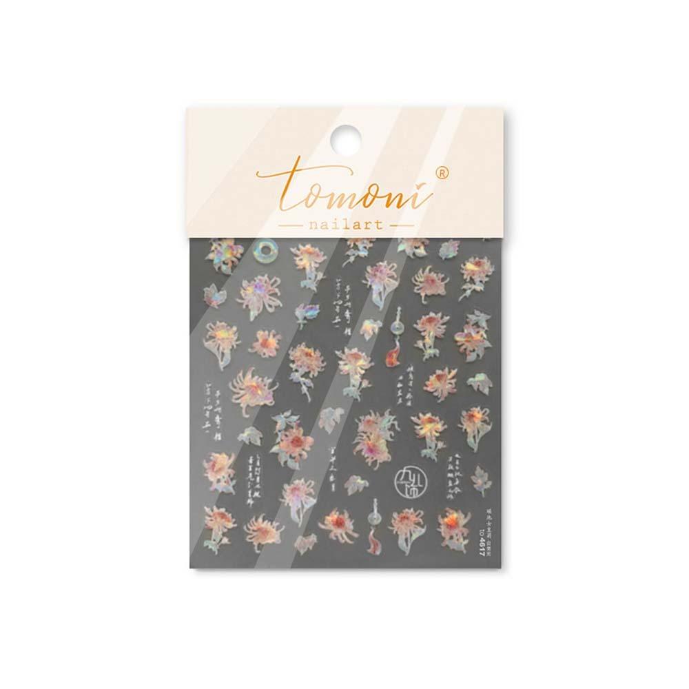 3D Pearl Bow Chinese New Year Nail Sticker Peony Flower Snake Nail Decoration  Nail Salon