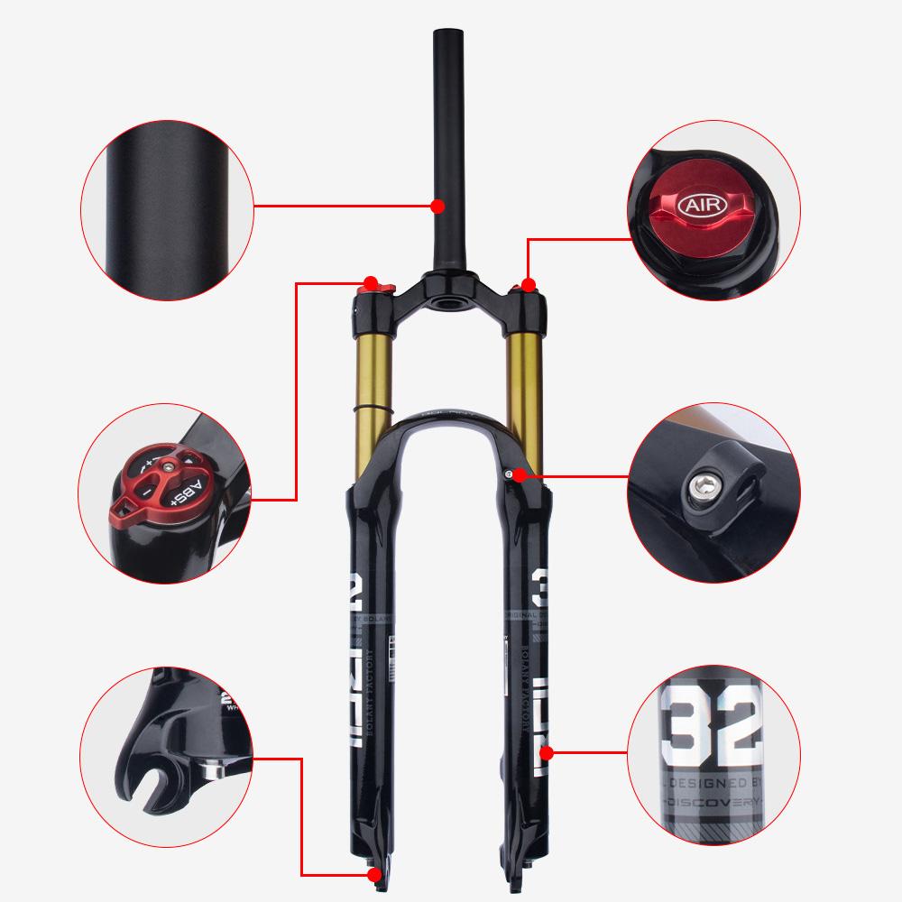 Воздушная передняя вилка для горного велосипеда Сверхлегкая 29 дюймов/27,5 дюймов/26 дюймов с дистанционным управлением из магниевого сплава