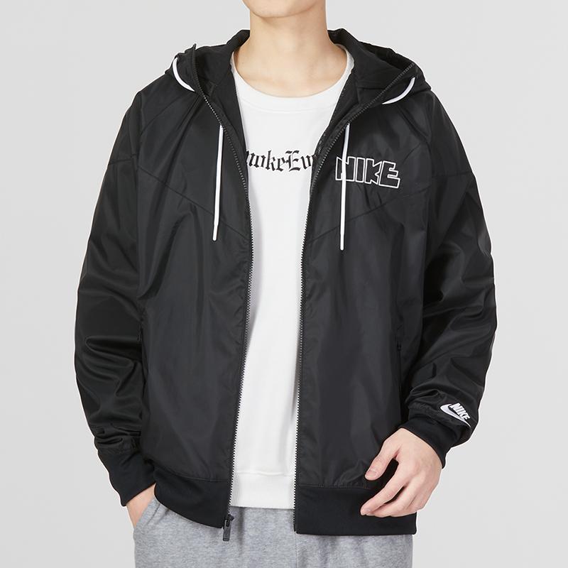 Nike Embroidered Letter Logo Sport Hooded Jacket Men Jackets Black DX0695-010