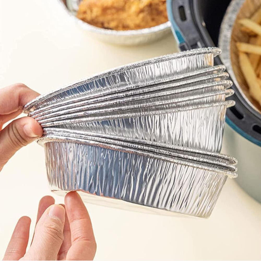 Обжарка, выпечка, круглые лотки из алюминиевой фольги, контейнеры, жестяная коробка из алюминиевой фольги, вкладыш для фритюрницы