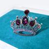 Elegant Purple Retro Crown Brooch for Women