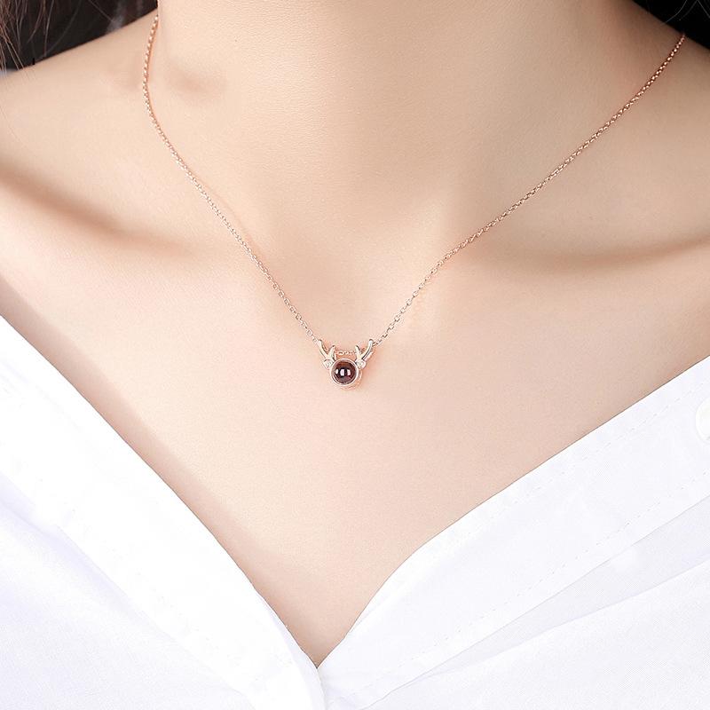 Ожерелье для женщин, One Deer with You, проекция универсальной ключичной цепочки, модный кулон в виде рогов оленя, памятный подарок для пары на дороге