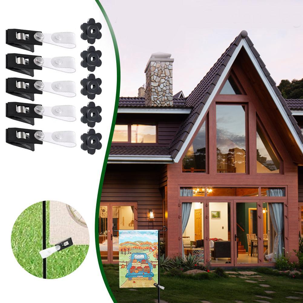 Премиум черный садовый флаг фиксаторы и зажимы 5 шт. набор использовать флагшток и на газон ветер для анти Ya G8W1