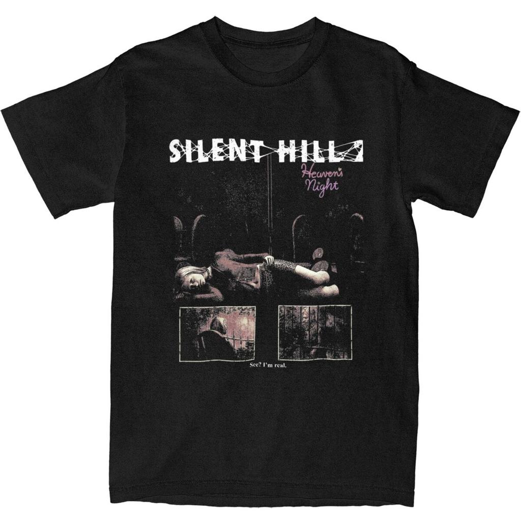 Футболка Silent Hill 2 SH2 Heavens Night Популярные футболки Короткий рукав Y2K Базовые топы Пляжная Хлопок Круглый вырез Оверсайз Топ Футболки
