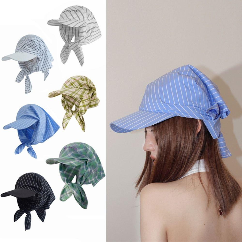 Retro Plaid Tied Head Cap Fashionable Strap Headscarf Hat Apparel Accessories