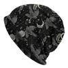 Crow Moon Beanie Bonnet Knit Hat Unisex Women Fashion Unisex Halloween Spooky Witch Warm Winter Skullies Beanies Caps