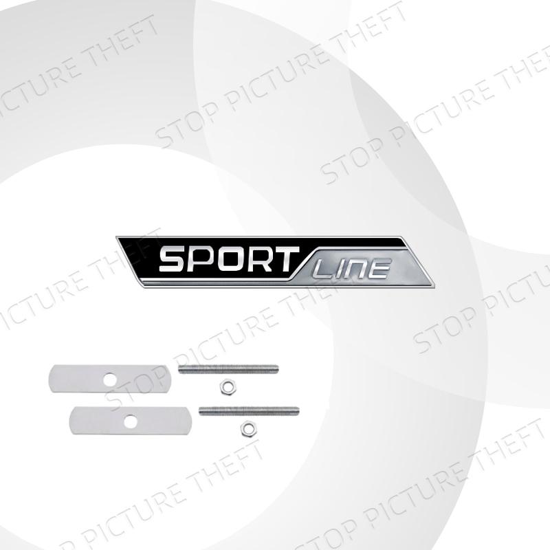 JBIW9 Metal Alloy Sport Line Logo Car Grille Badge Trunk Sticker Decoration Emblem For Skoda Fabia Octavia Citigo Rapid Kodiaq Karoq