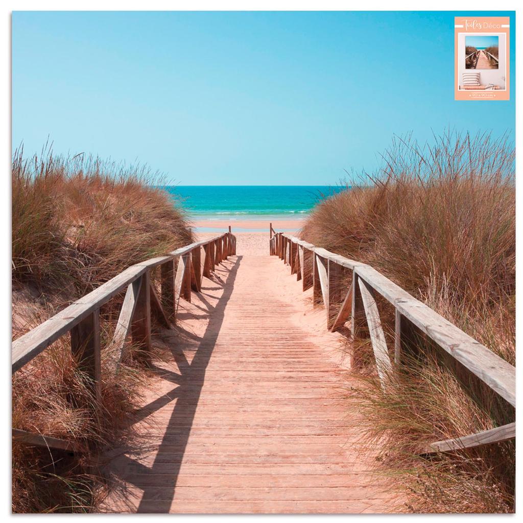 Les Trésors De Lily [A2865] - Фотохолст 'Bords de Mer' синий (пляж - деревянный мост) - 90x90см