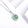 100% стерлингового серебра 925 пробы, 18-каратное позолоченное бриллиантовое изумрудное ожерелье с подвеской для женщин, ювелирное ожерелье с драгоценными камнями