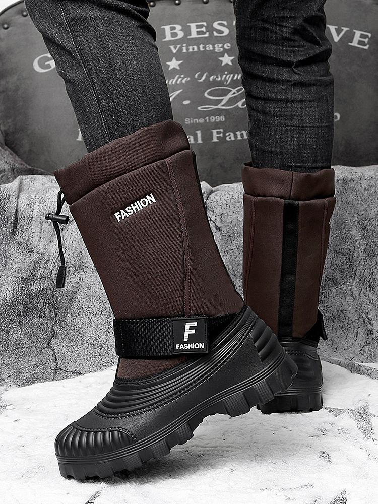 Мужские зимние теплые ботинки для снега, резиновые походные ботинки, уличные сапоги до колена, водонепроницаемые, большого размера
