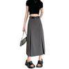 High Waist Long Skirt for Women Preppy Style A Line Pleated Skirt Grey Fashion Y2k Female Korean Style Clothing
