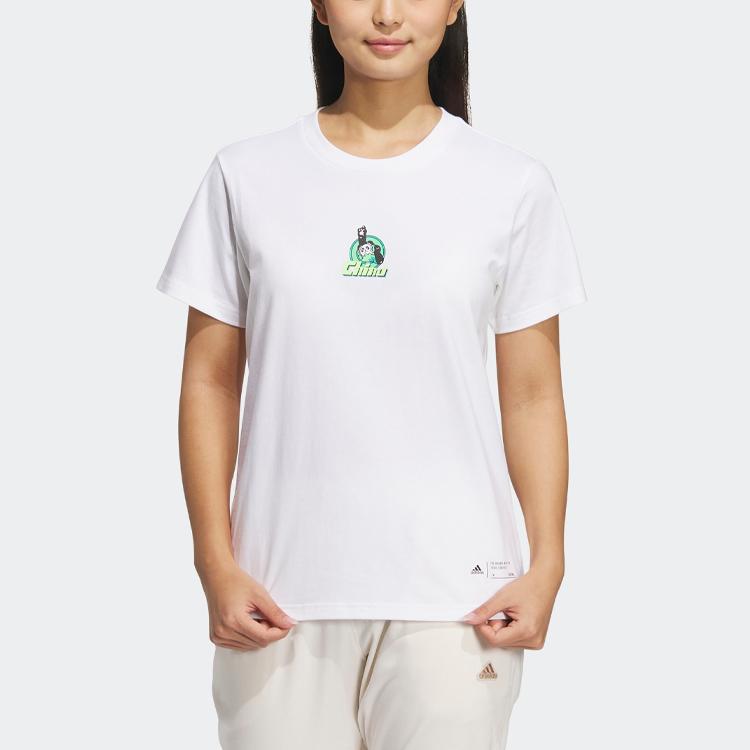 Adidas Футболка с графическим принтом и женскими топами с мультяшным принтом, белая IP3952