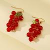 Sweet Retro Red Grape Earrings Female Fresh Summer Theme Fruit Design Dangling Drop Earrings Girls Versatile Fashion Accessories
