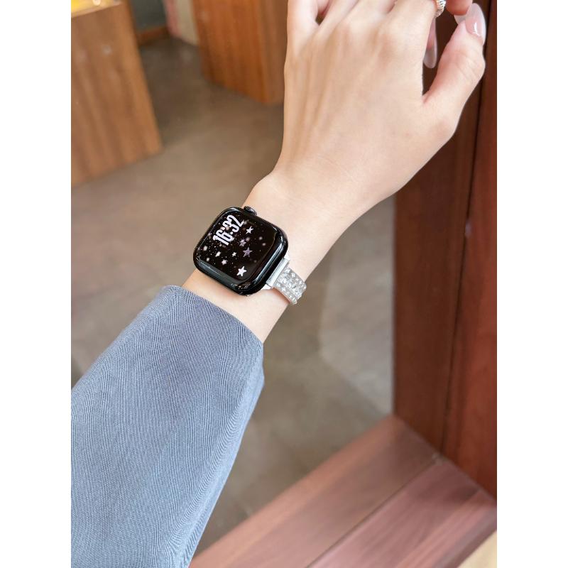 Красивый металлический браслет с блестками для Apple Watch Серии 11/10/9/8/7/6/5/SE3 40мм 41мм 42мм 44мм 45мм 46мм Ремешок
