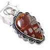 Noreena Jasper Gemstone Handmade 925 Sterling Silver Jewelry Pendant 2.09" D6o45