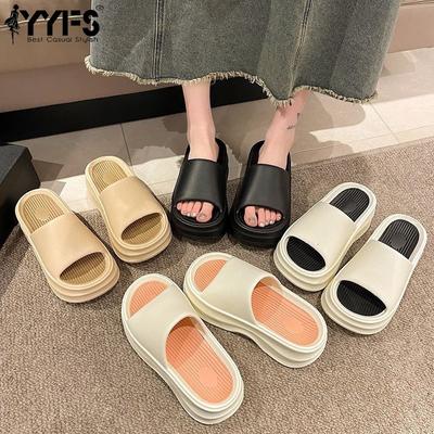 Толстые тапочки из ЭВА Летние женские тапочки Платформа Домашние сандалии Модная верхняя одежда Женские Нескользящие тапочки на высокой подошве