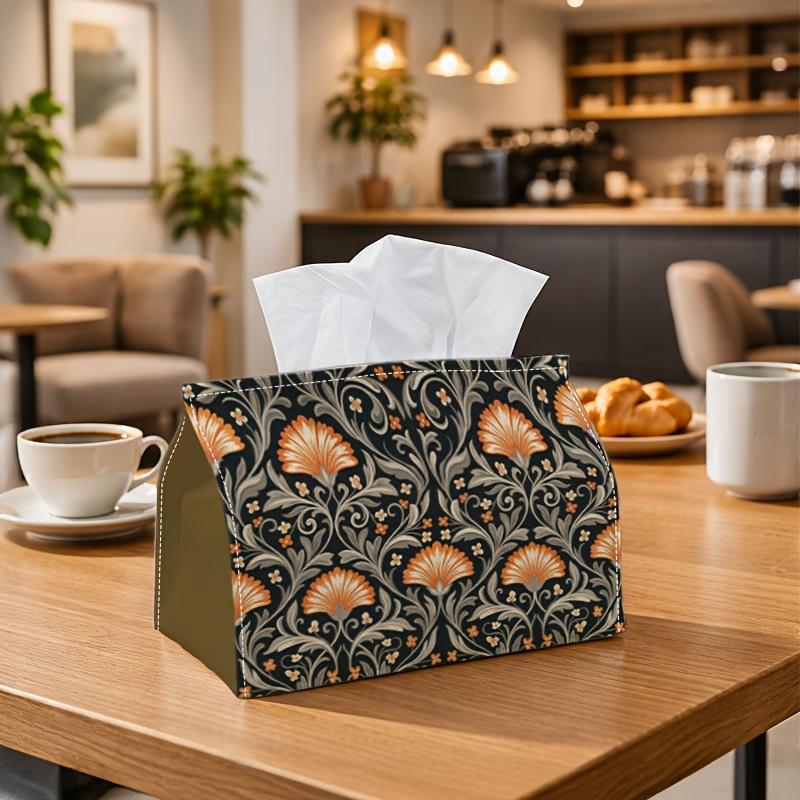 1pc Arts And Crafts Style Tissue Holder - Floral Fan Lotus Design for Storing Napkins, Compatible with Rolls, Facial Tissues, Or Single Sheets. Availa