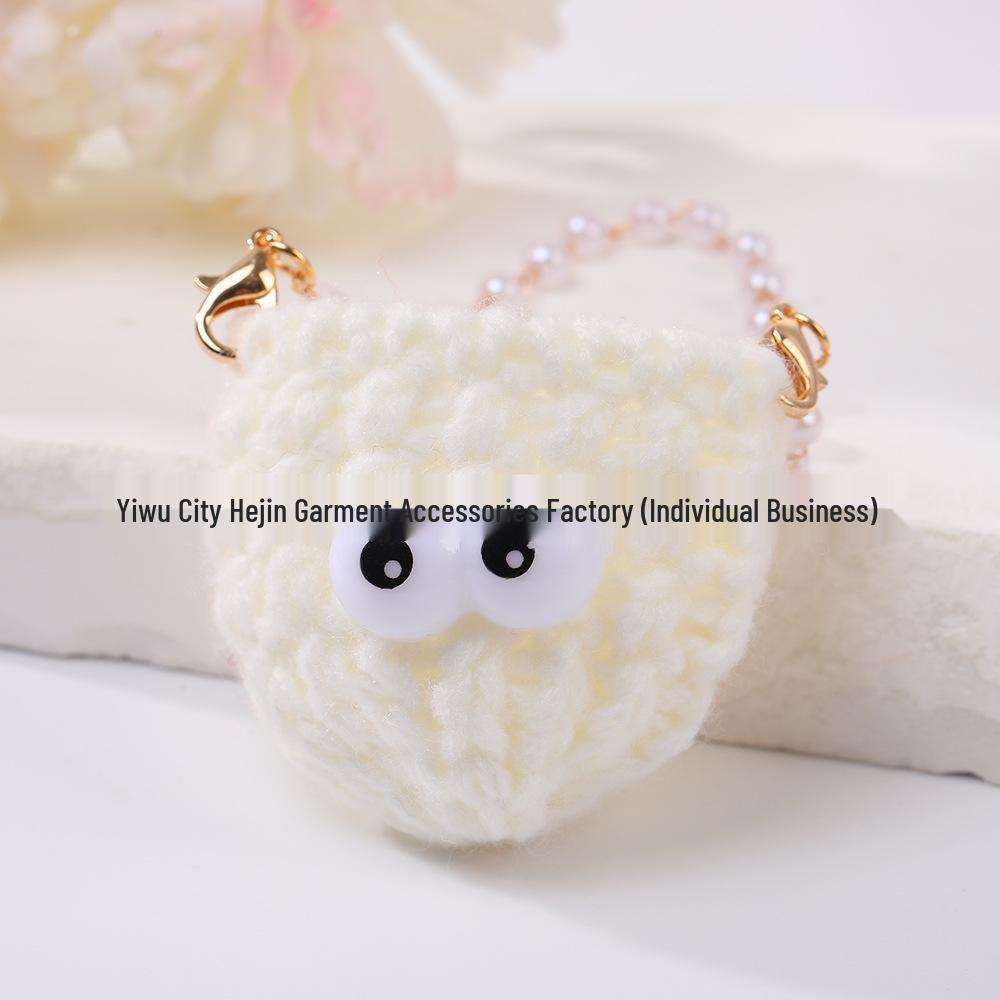 Mini Candy Color Yarn Bag Pendant with Cartoon Doll