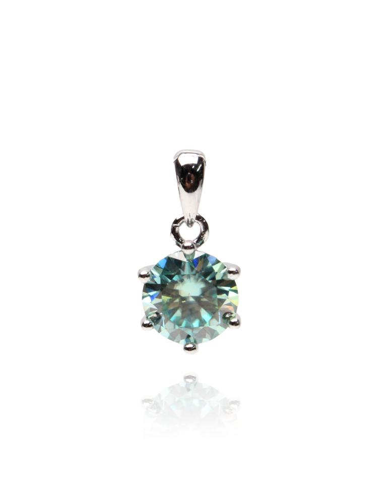 Bien Vetu Blue Moissanite Pendant 3 Carat Simple Prong