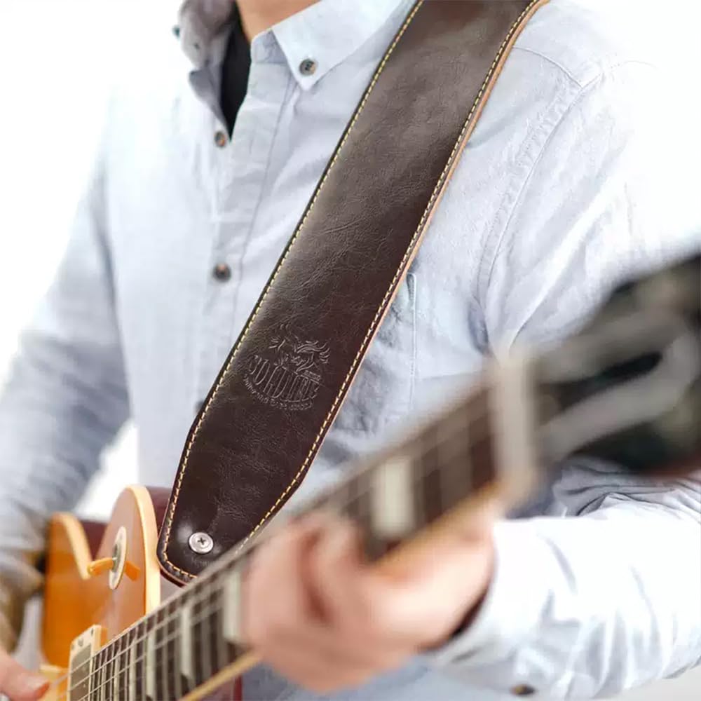 Гитара из натуральной кожи предотвращает падение головки, ремешок из натуральной кожи для акустической электробас-гитары [GIMI] Ремень высокого качества, воловья кожа, удобный,