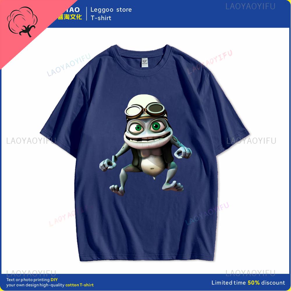 Футболка Crazy Frog Футболка Crazy Frog Хлопковая Футболка с принтом Короткий рукав Повседневная Мужская Милая Футболка Хип-хоп Харадзюку Стритвир