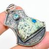 Natural K2 Blue Azurite, Topaz Gemstone 925 Sterling Silver Pendant 2.36" R7g82