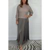 Women's Plus Size Autumn Solid Color Knitted Long Sleeve Patchwork Pleated Dress