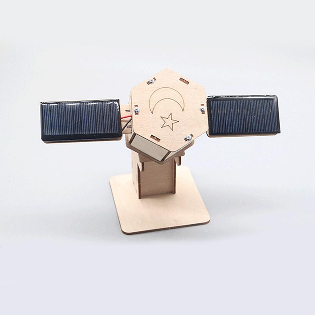 Kids 3D Wooden Puzzles Solar Power STEM Toy DIY Space Satellite Model Craft Educational Science Building Kit