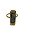 Natural Paraiba Baguette Tourmaline Gemstone 925 Sterling Silver CZ Ring Size 6 US